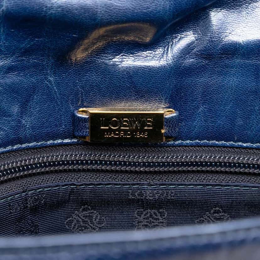 Loewe Leather Flap Shoulder Bag Blue Leather Good condition - Box View
