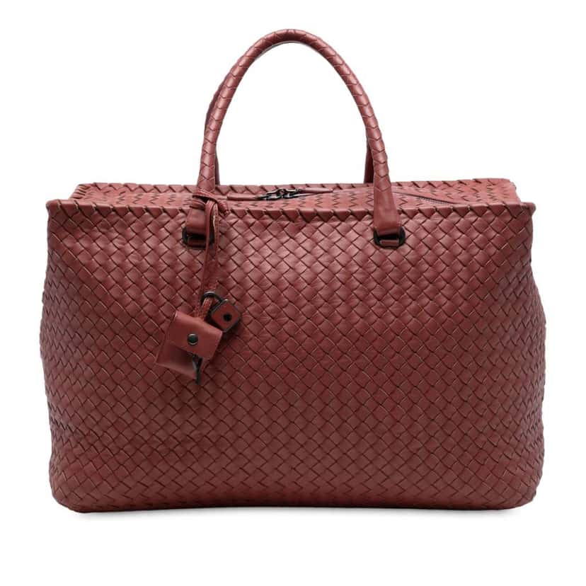 Bottega Veneta Nappa Intrecciato Brick Tote Red Leather Good condition - Front View
