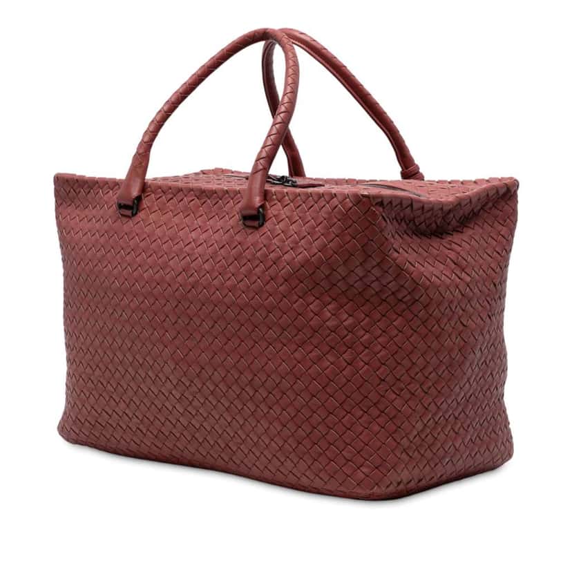 Bottega Veneta Nappa Intrecciato Brick Tote Red Leather Good condition - Back View