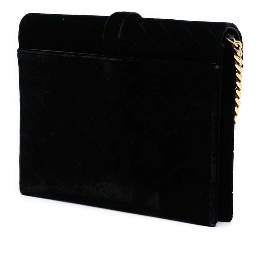 Saint Laurent Medium Chevron Velvet Monogram Envelope Bag Black Velvet Good condition - Back View