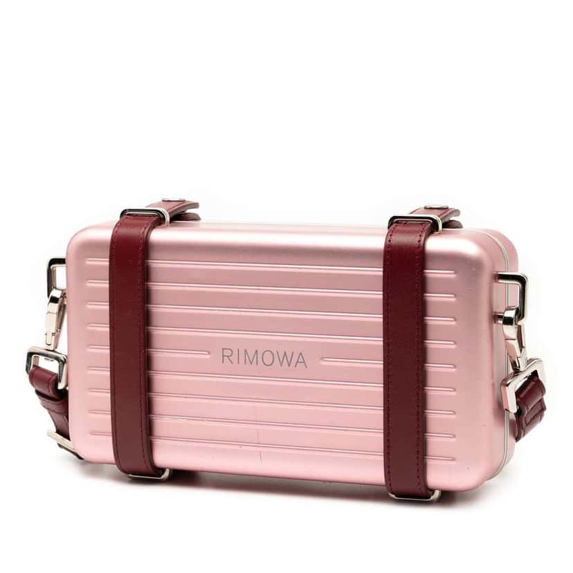 Dior Rimowa Aluminum Personal Clutch On Strap Pink Stainless steel Good condition - Back View