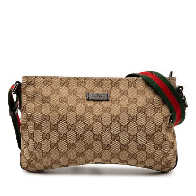 Gucci GG Canvas Web Crossbody Brown Canvas Good condition - Front View