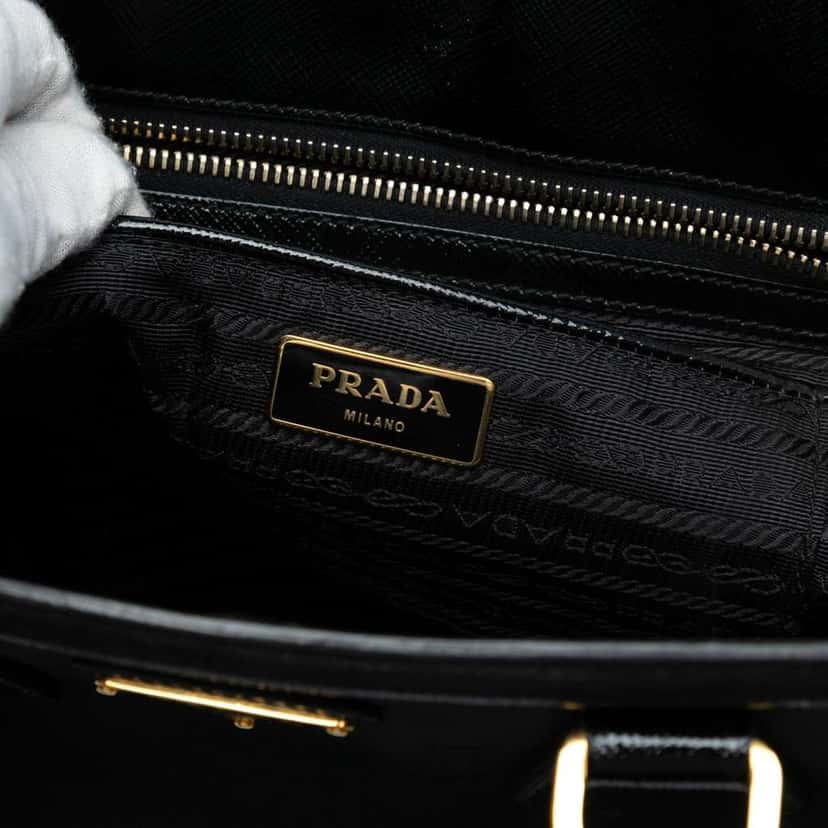Prada Saffiano Vernice Trimmed Tessuto Parabole Tote Black Good condition - Box View