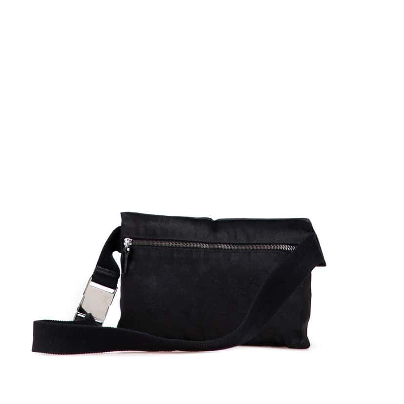 Gucci GG Canvas Double Pocket Belt Bag Black Canvas Good condition - Back View