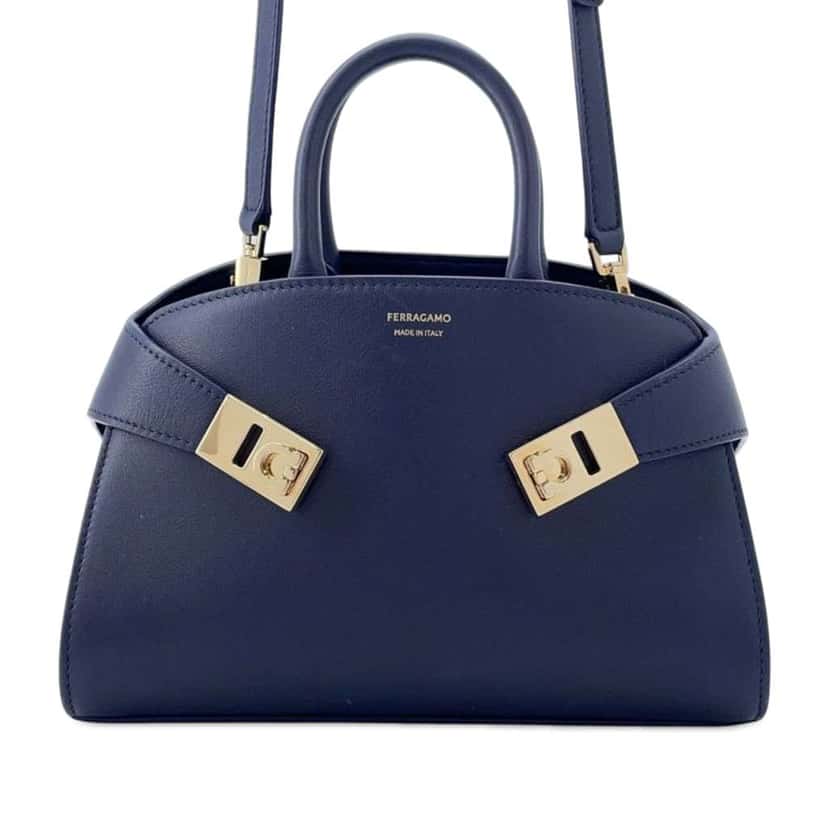 Salvatore Ferragamo Calfskin Hug Satchel XS Blue Leather Good condition - Front View