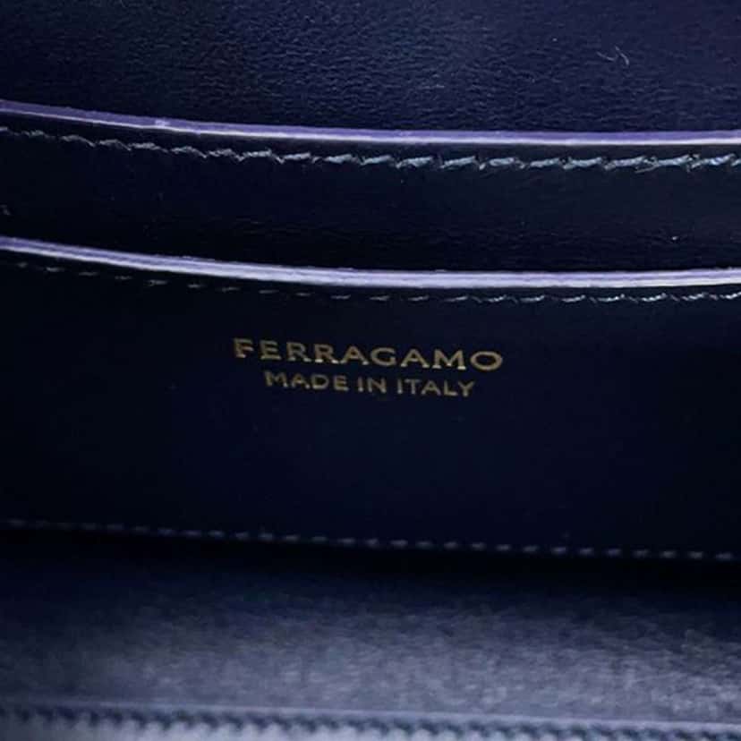 Salvatore Ferragamo Calfskin Hug Satchel XS Blue Leather Good condition - Box View