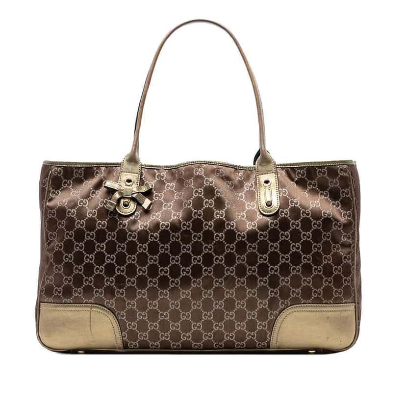 Gucci GG Satin Princy Tote Gold Satin Good condition - Front View