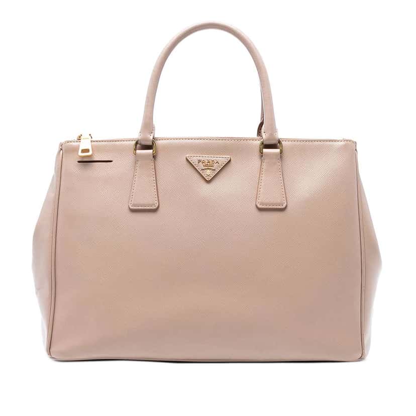 Prada Large Saffiano Lux Galleria Double Zip Tote Brown Leather Good condition - Front View