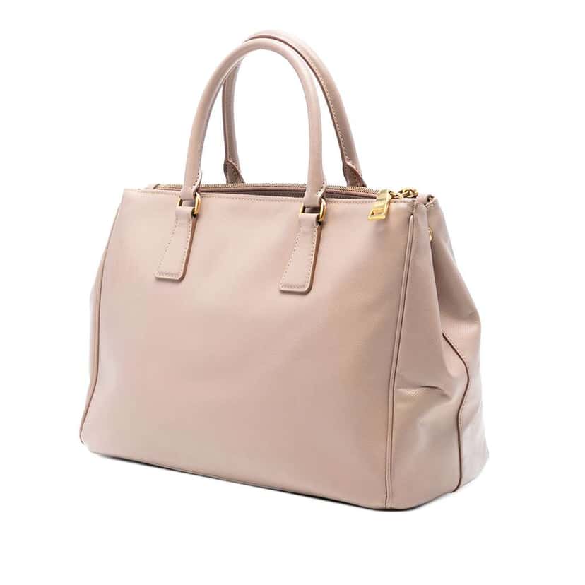 Prada Large Saffiano Lux Galleria Double Zip Tote Brown Leather Good condition - Back View