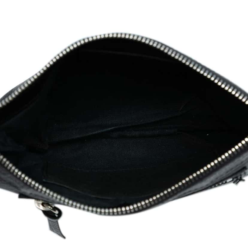 Balenciaga Lambskin Motocross Classic Clip Zip Pouch Black Leather Very good condition - Model View