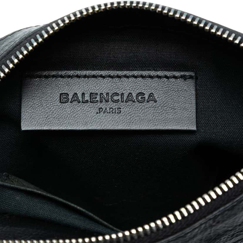 Balenciaga Lambskin Motocross Classic Clip Zip Pouch Black Leather Very good condition - Box View