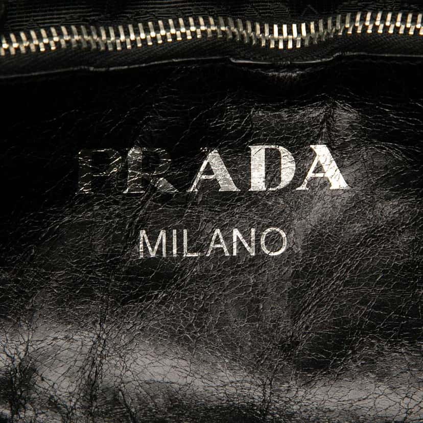 Prada Nappa Leather Antique Skull Tote Black Leather Good condition - Box View