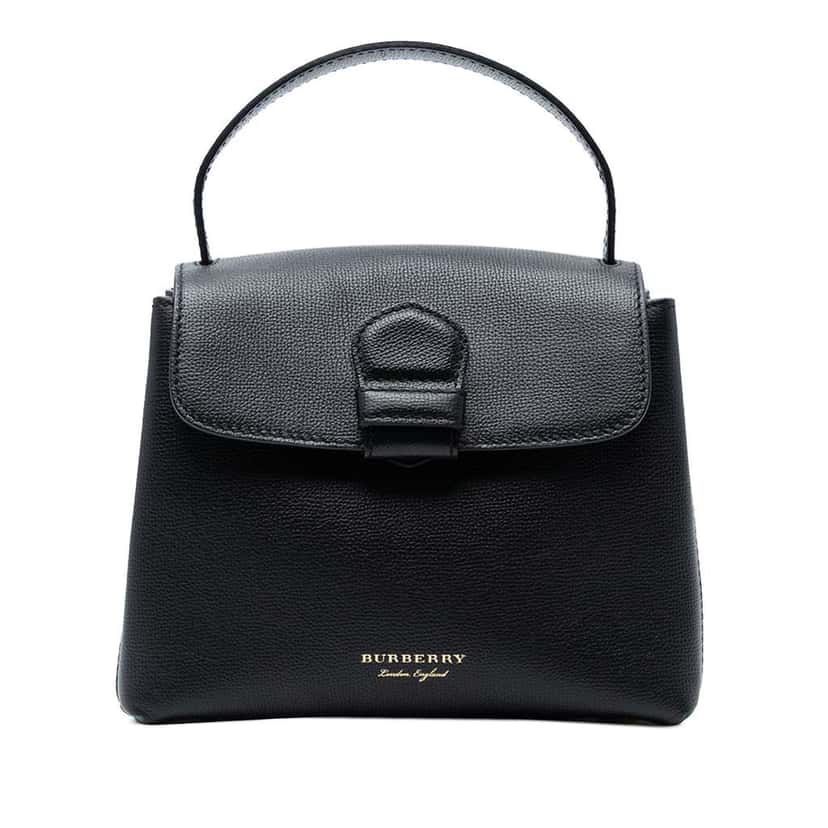 Burberry Small Calfskin and House Check Camberley Satchel Black Leather Good condition - Front View