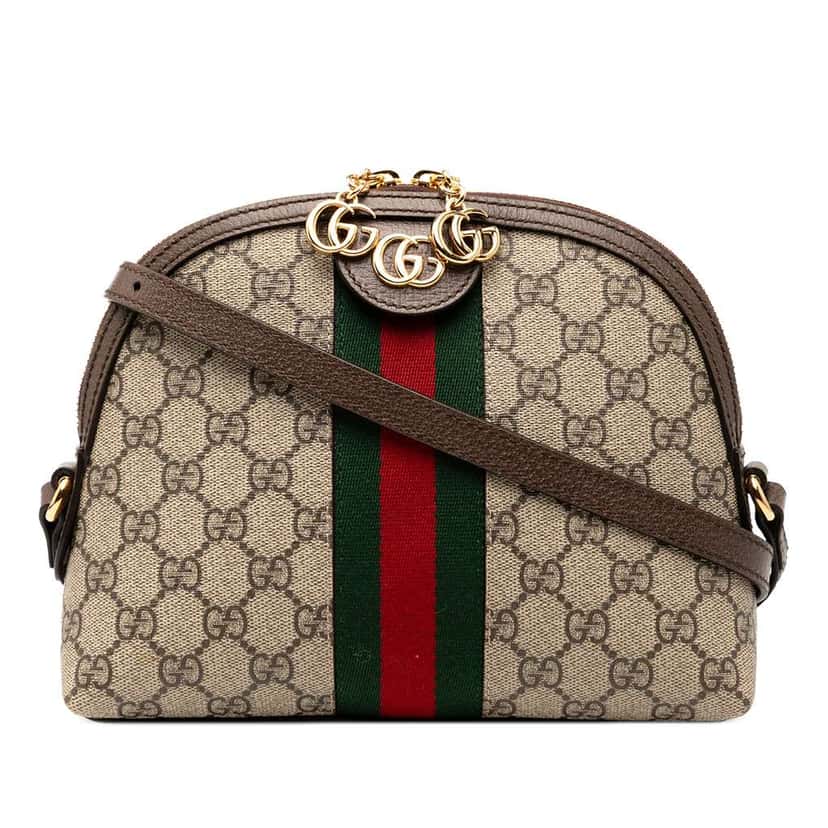 Gucci Small GG Supreme Ophidia Dome Crossbody Brown Canvas Good condition - Front View
