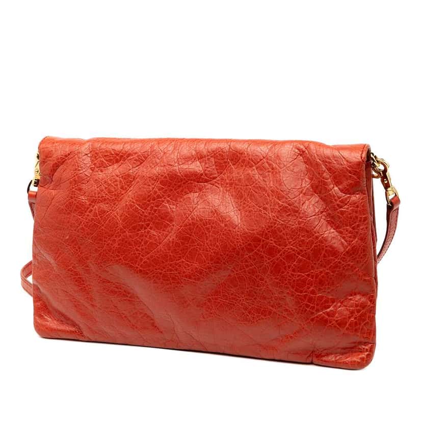 Balenciaga Lambskin Motocross Giant 12 Envelope Clutch With Strap Red Leather Good condition - Back View
