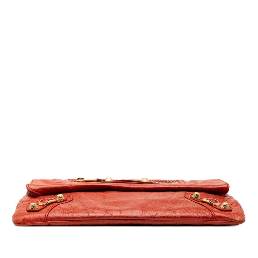 Balenciaga Lambskin Motocross Giant 12 Envelope Clutch With Strap Red Leather Good condition - Inside View