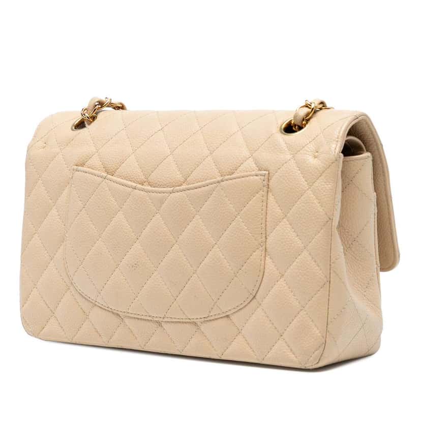 Chanel Medium Classic Caviar Double Flap Brown Leather Good condition - Back View