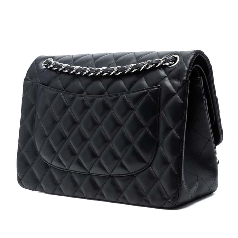Chanel Jumbo Classic Lambskin Double Flap Black Leather Good condition - Back View
