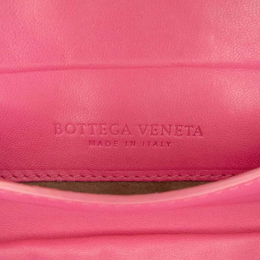 Bottega Veneta Mini Nappa Intrecciato Expandable Chain Flap Crossbody Pink Leather Very good condition - Box View