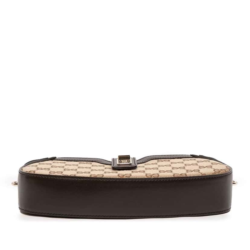 Gucci Mini GG Supreme Moon Side Web Shoulder Bag Brown Canvas Very good condition - Inside View