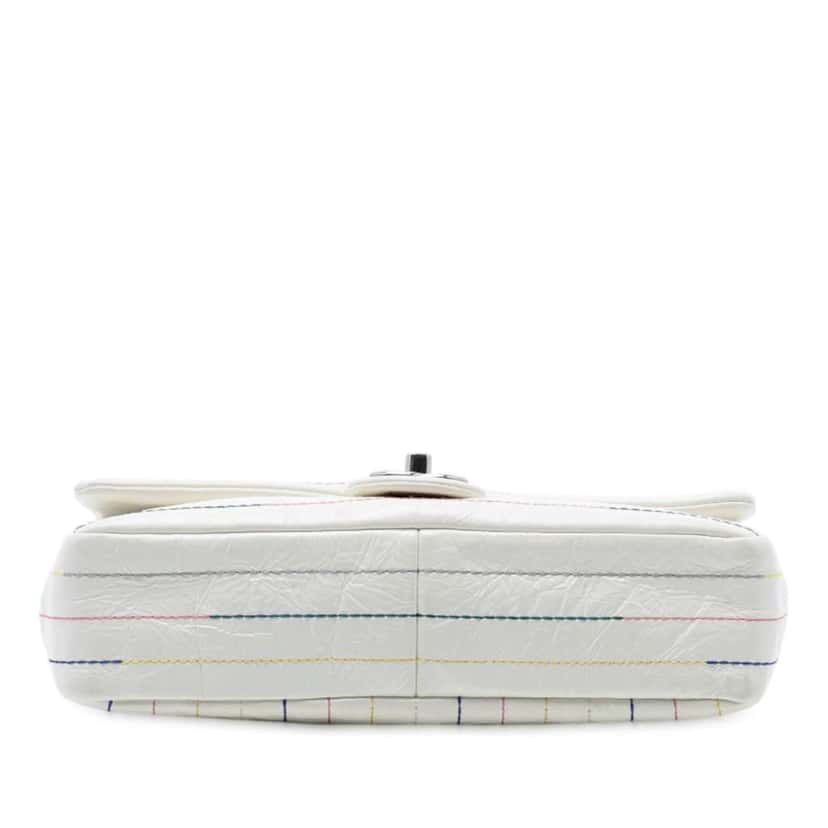 Chanel Distressed Calfskin Straight Line Stitch Flap White Leather Very good condition - Inside View