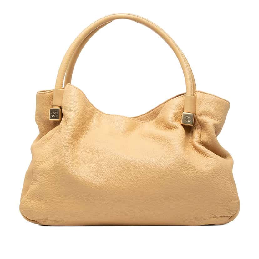 Chanel Grained Calfskin CC Dice Tote Brown Leather Good condition - Front View