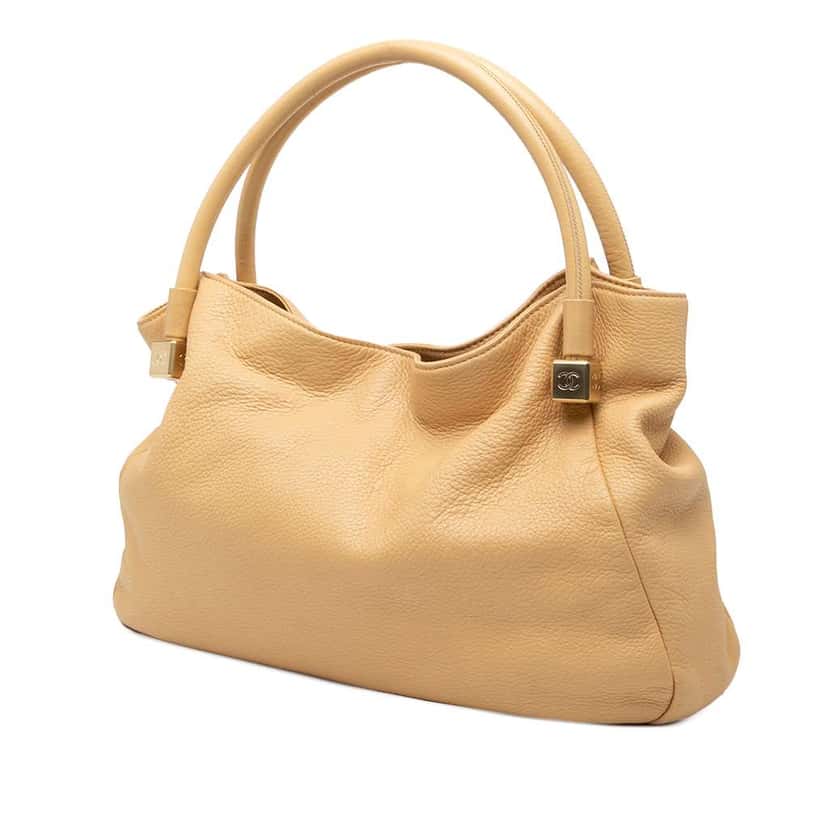 Chanel Grained Calfskin CC Dice Tote Brown Leather Good condition - Back View