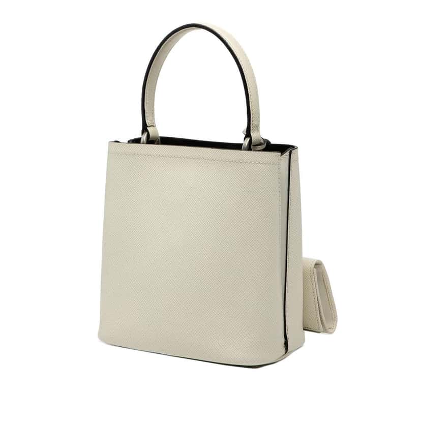 Prada Small Saffiano Cuir Smalto Panier Satchel White Leather Good condition - Back View