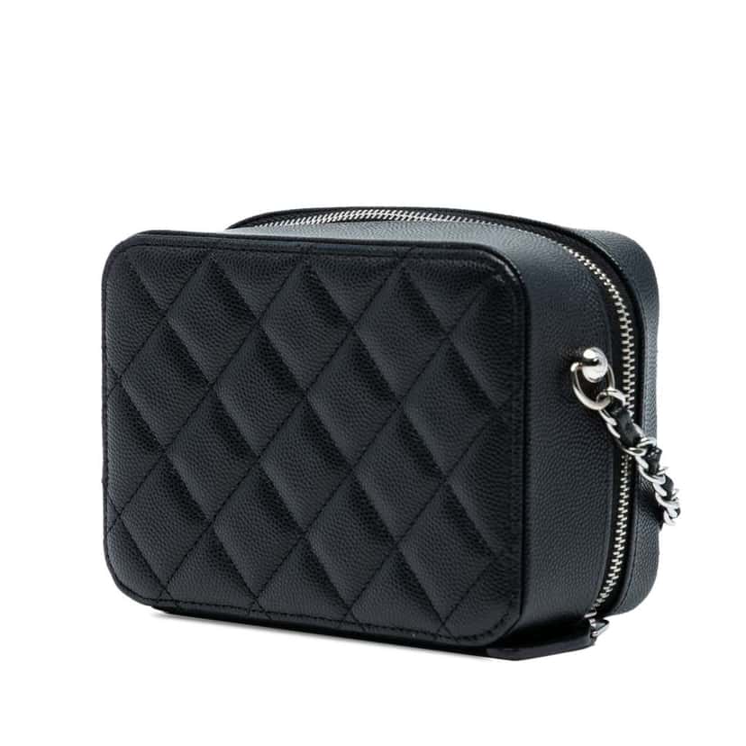 Chanel CC Quilted Caviar Camera Bag Black Leather Very good condition - Back View