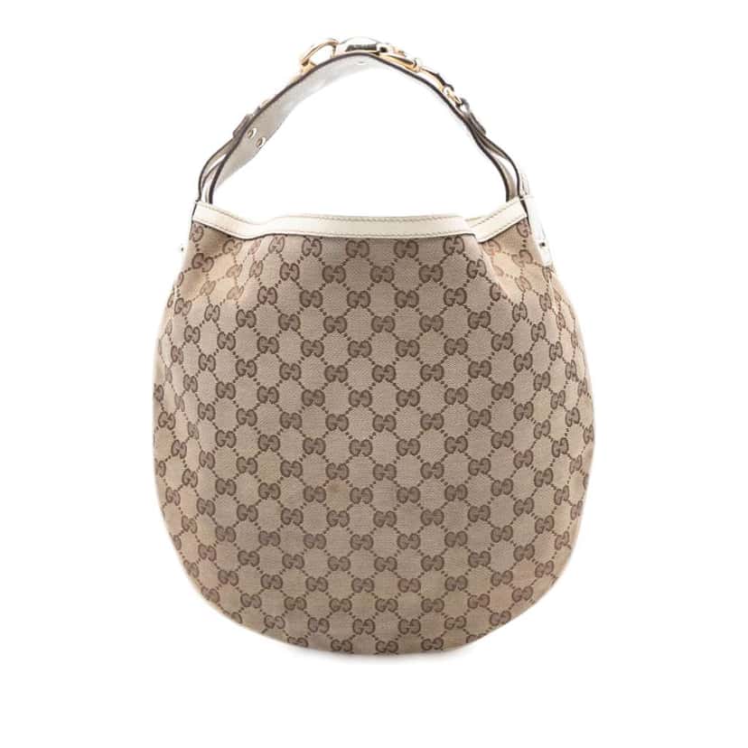 Gucci Large GG Canvas Wave Horsebit Hobo Brown Canvas Good condition - Front View