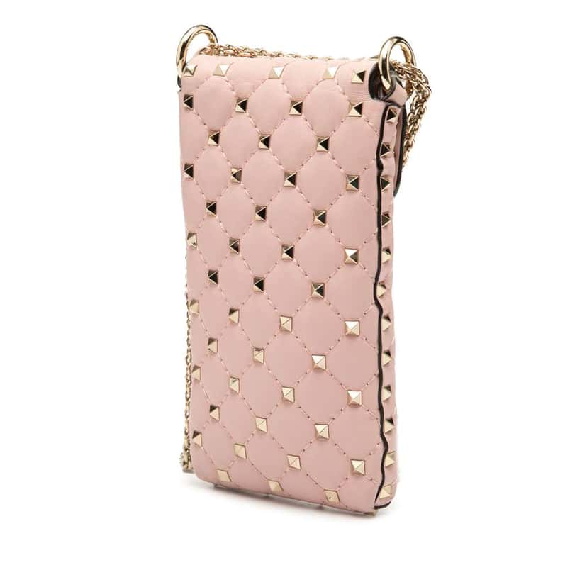 Valentino Lambskin Rockstud Spike Phone Case Crossbody Pink Leather Good condition - Back View
