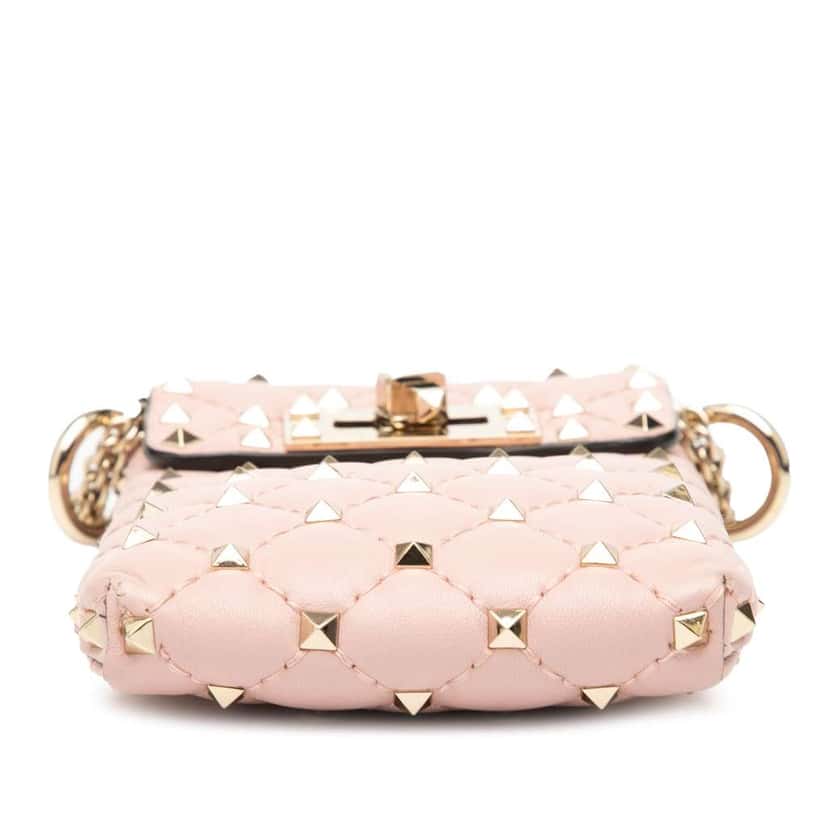 Valentino Lambskin Rockstud Spike Phone Case Crossbody Pink Leather Good condition - Inside View