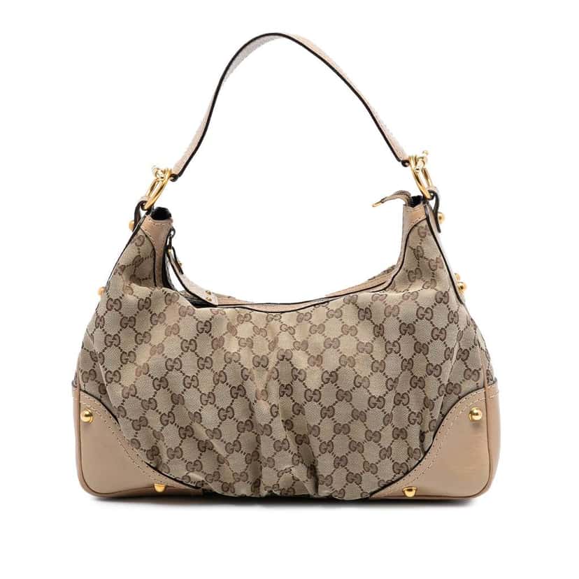 Gucci Medium GG Canvas Jockey Hobo Brown Canvas Good condition - Front View