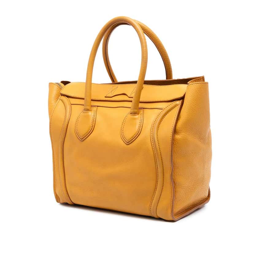 Celine Mini Leather Luggage Tote Yellow Leather Good condition - Back View