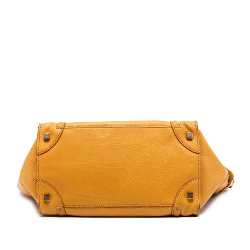 Celine Mini Leather Luggage Tote Yellow Leather Good condition - Inside View