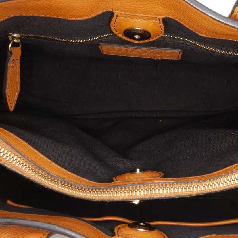 Burberry Medium Leather and House Check Banner Satchel Brown Leather Good condition - Model View