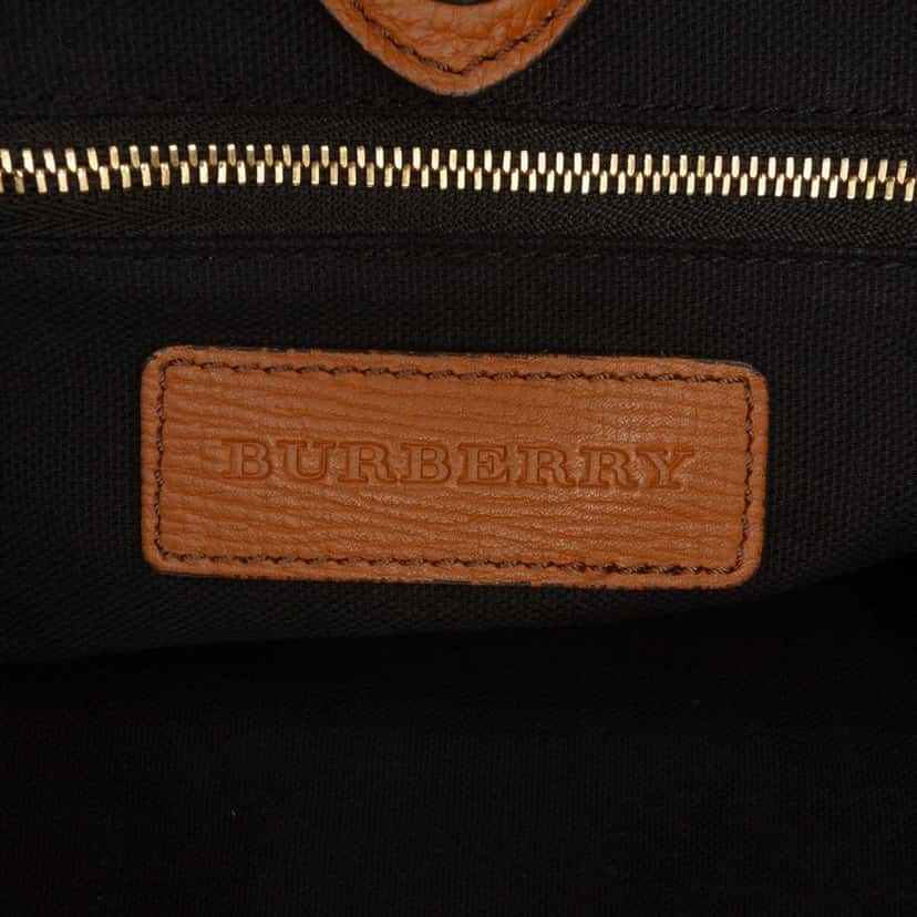 Burberry Medium Leather and House Check Banner Satchel Brown Leather Good condition - Box View