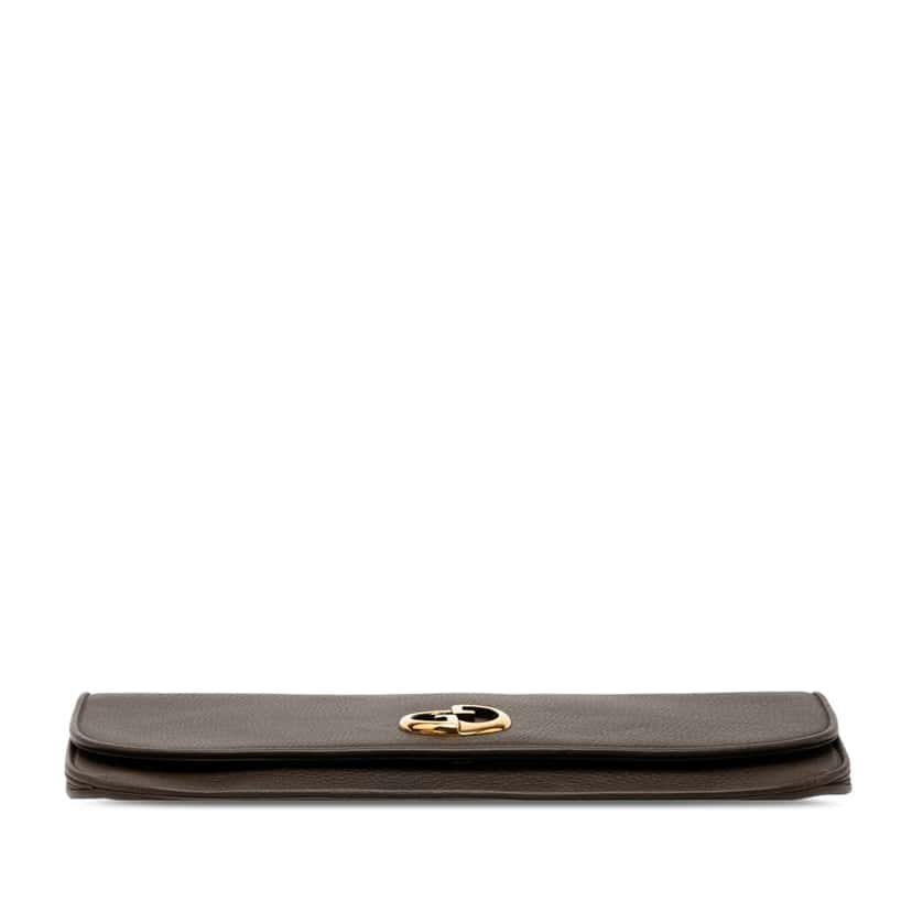 Gucci Leather 1973 Flap Clutch Brown Leather Good condition - Inside View
