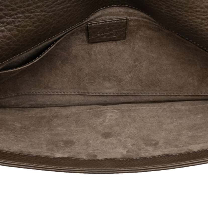 Gucci Leather 1973 Flap Clutch Brown Leather Good condition - Model View
