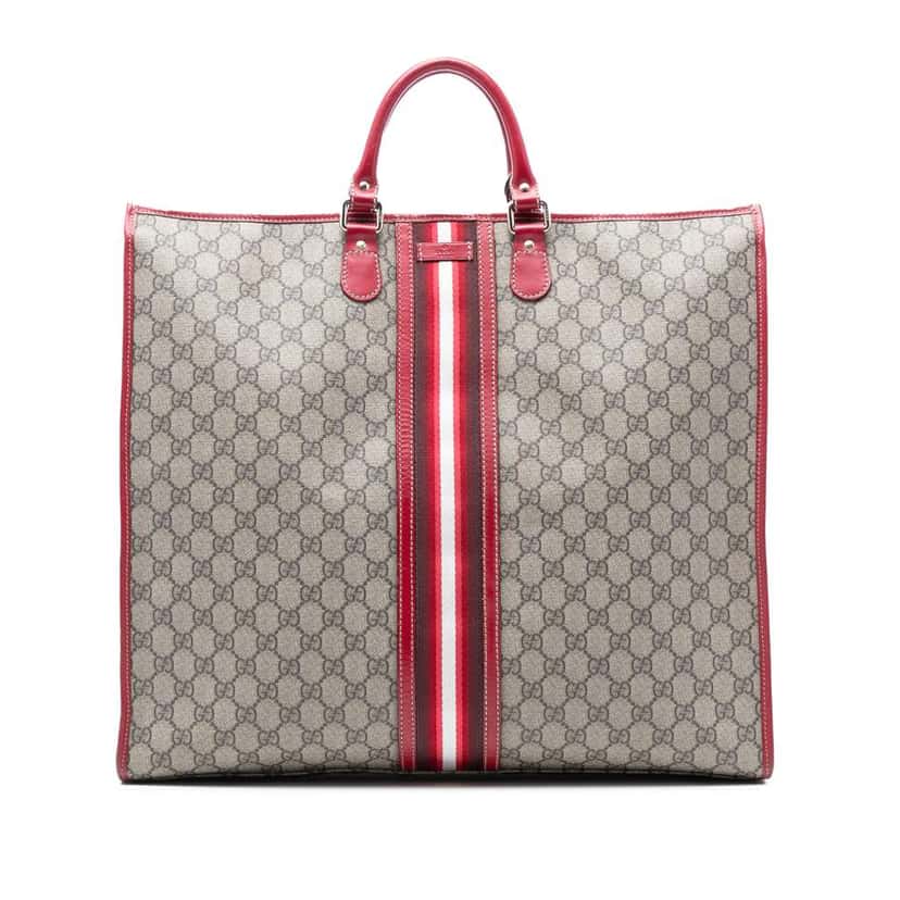 Gucci GG Supreme Web Tote Brown Canvas Good condition - Front View