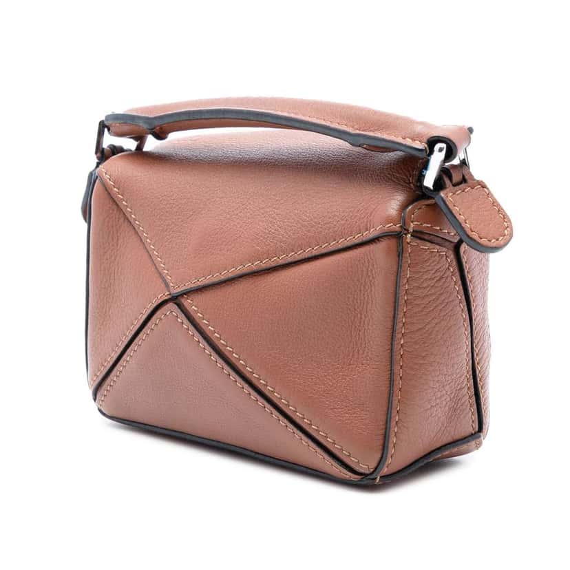 Loewe Nano Calfskin Puzzle Satchel Brown Leather Very good condition - Back View