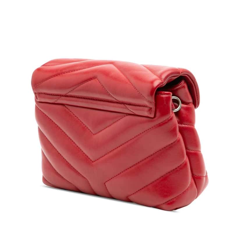 Saint Laurent Toy Matelasse Leather Monogram LouLou Crossbody Red Leather Good condition - Back View