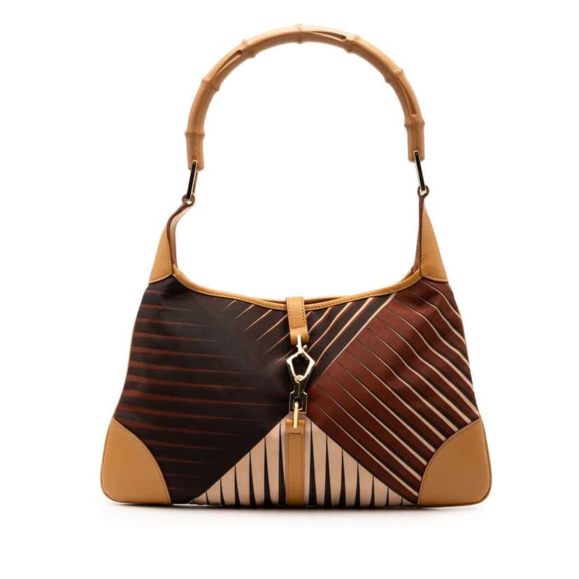 Gucci Satin Bamboo Jackie Hobo Brown Satin Good condition - Front View