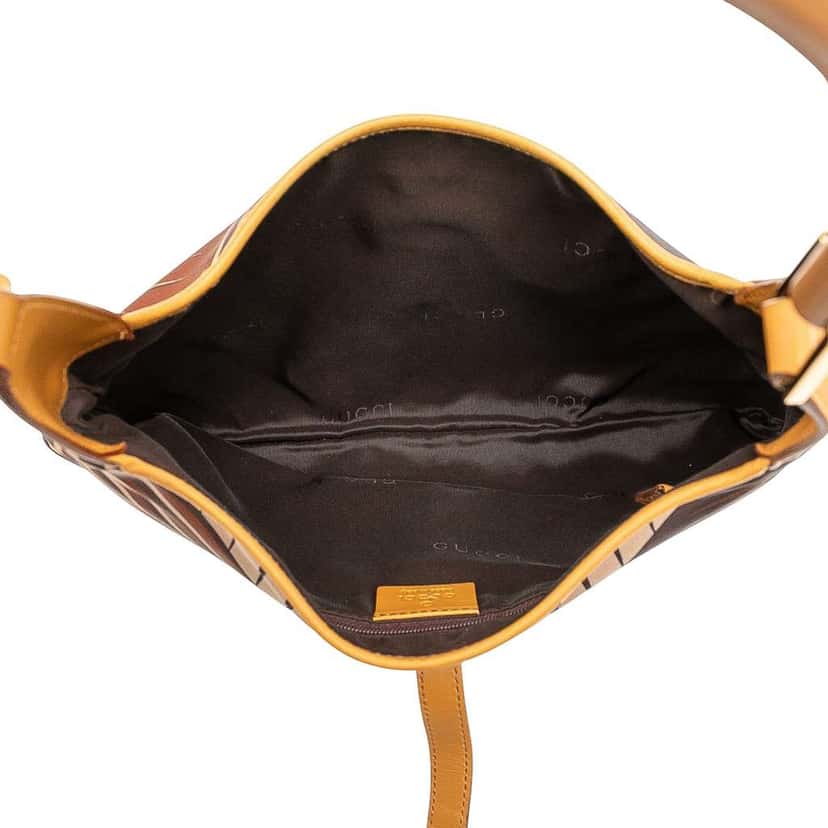Gucci Satin Bamboo Jackie Hobo Brown Satin Good condition - Model View