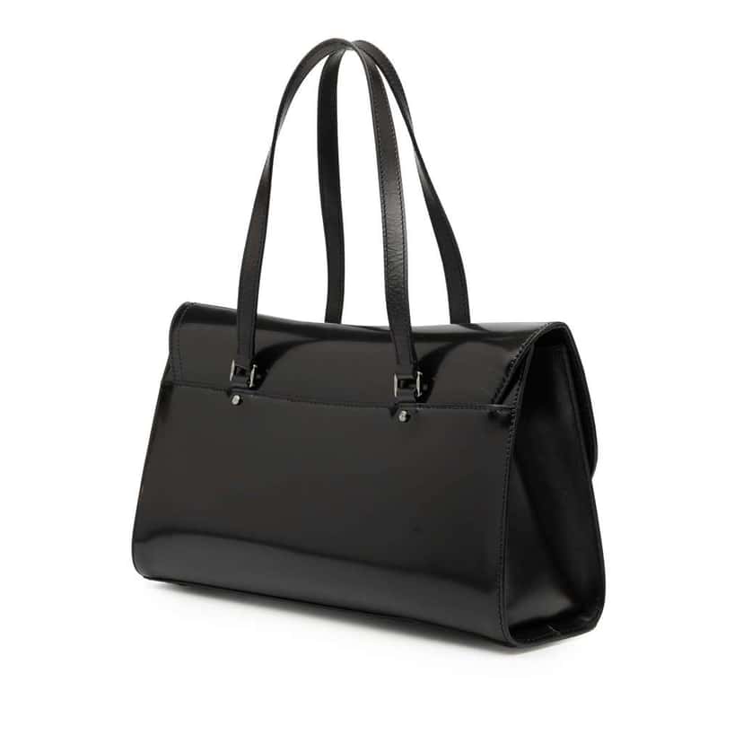 Dior Patent Flap Saddle Bag Black Leather Good condition - Back View