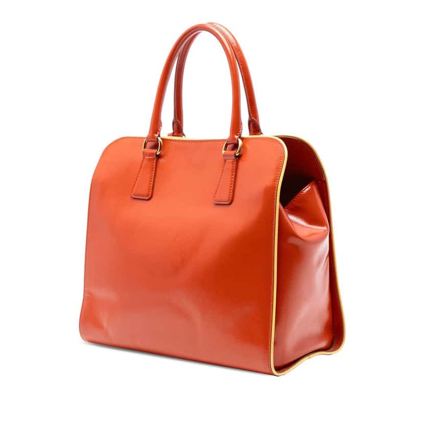 Prada Saffiano Vernice Open Convertible Tote Orange Leather Good condition - Back View