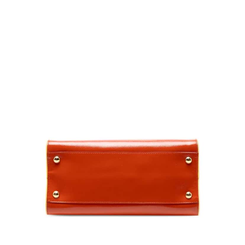 Prada Saffiano Vernice Open Convertible Tote Orange Leather Good condition - Inside View