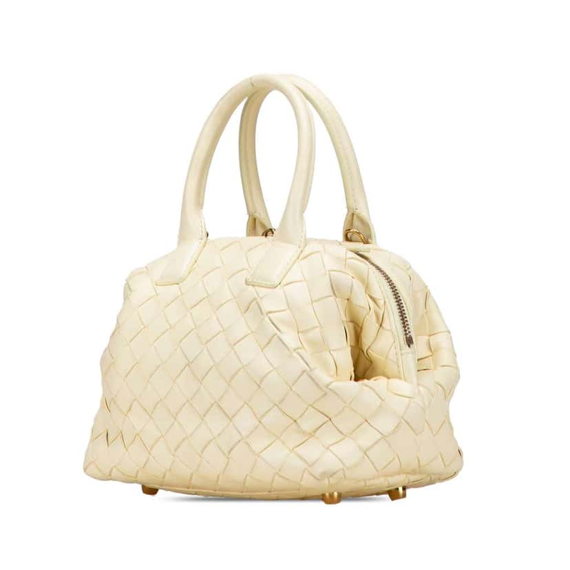 Bottega Veneta Mini Nappa Intrecciato Bauletto Satchel Yellow Leather Good condition - Back View