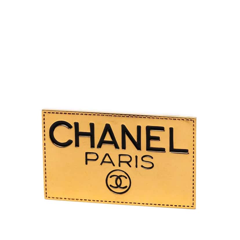 Chanel Gold Plated Logo Plate Brooch Gold Metal Good condition - Front View