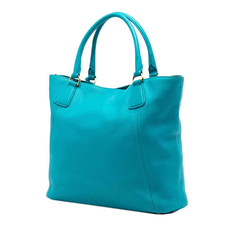 Prada Vitello Daino Open Convertible Tote Blue Leather Good condition - Back View